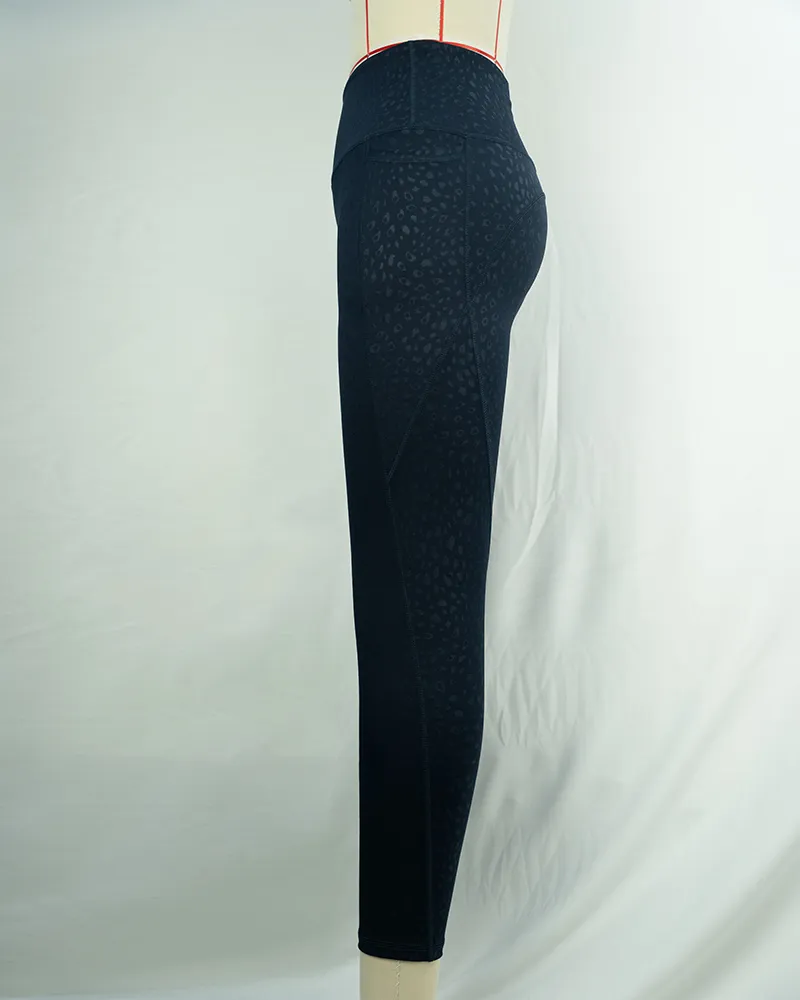 Navy Blue Polka Dot Yoga Pants (2)
