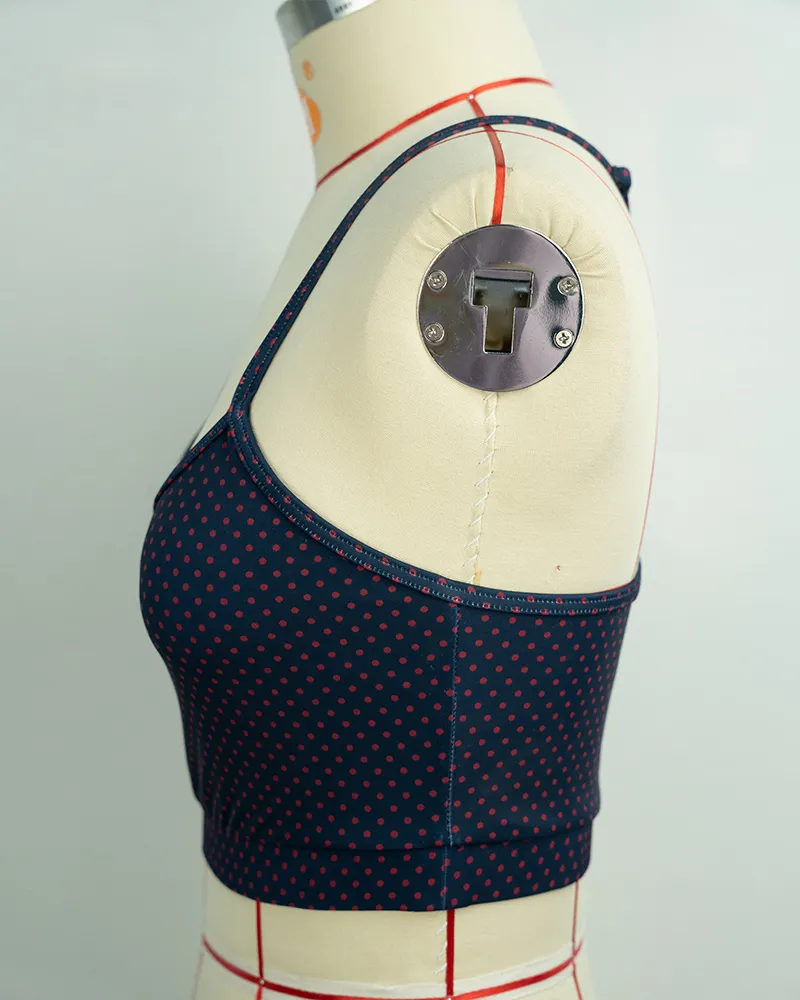 Navy-Red Polka-Dot High-Support Seamless Sports Bra (2)