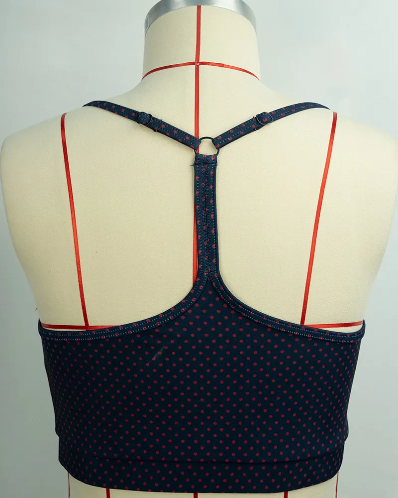 Navy-Red Polka-Dot High-Support Seamless Sports Bra (3)