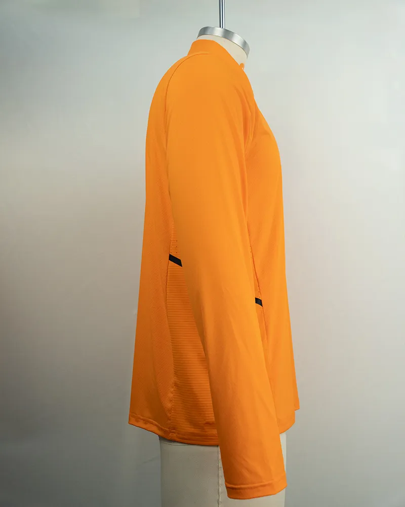 Men’s Orange Breathable and Stylish Long Sleeve Polo Shirt-3