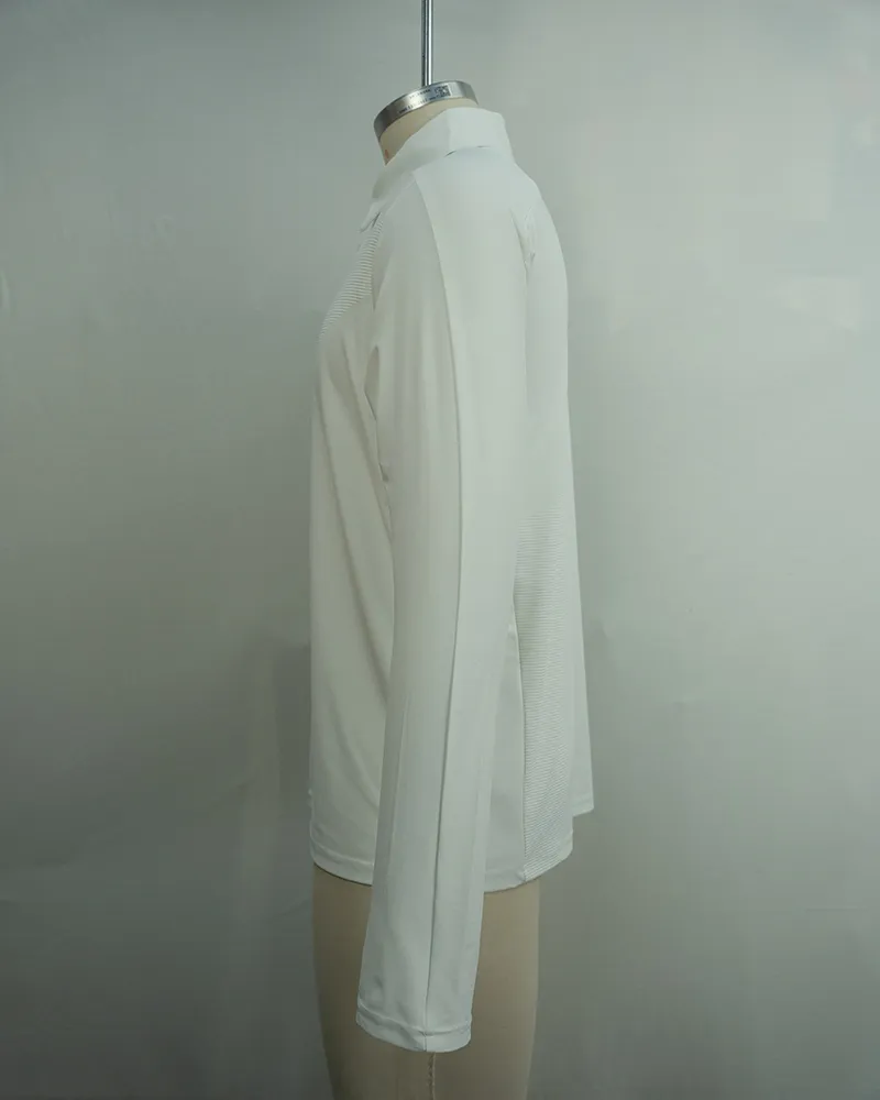 Men’s White Long Sleeve Polo Shirt-3