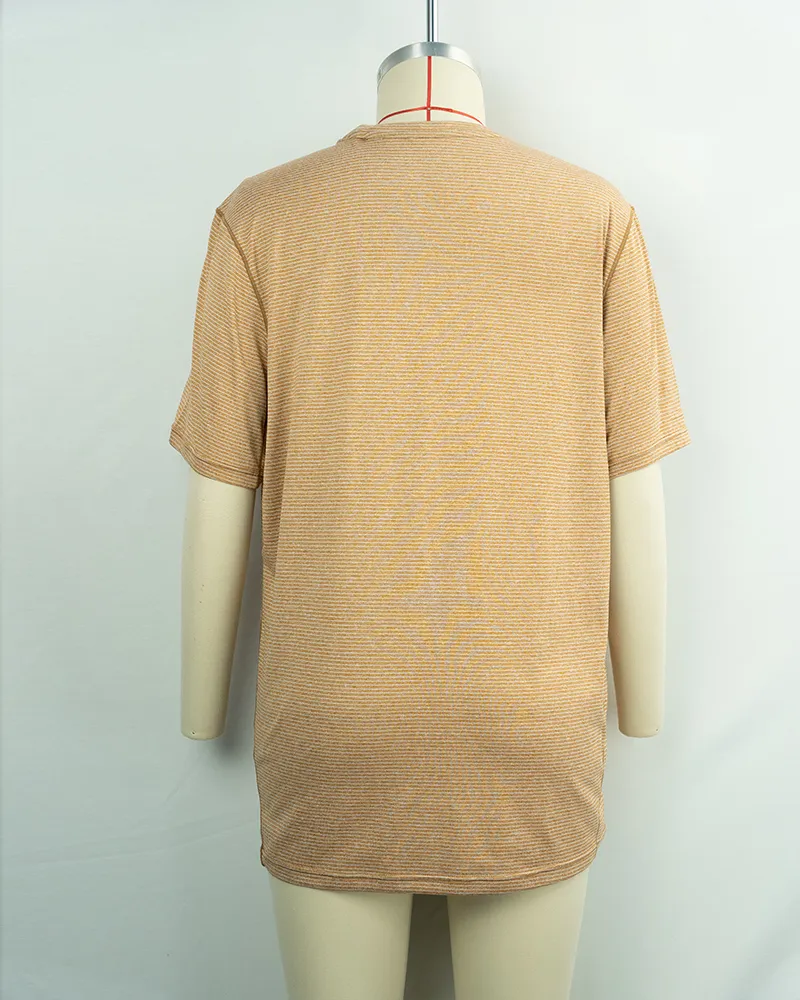 Women’s Beige Short Sleeve Tunic with Striped Detail-2