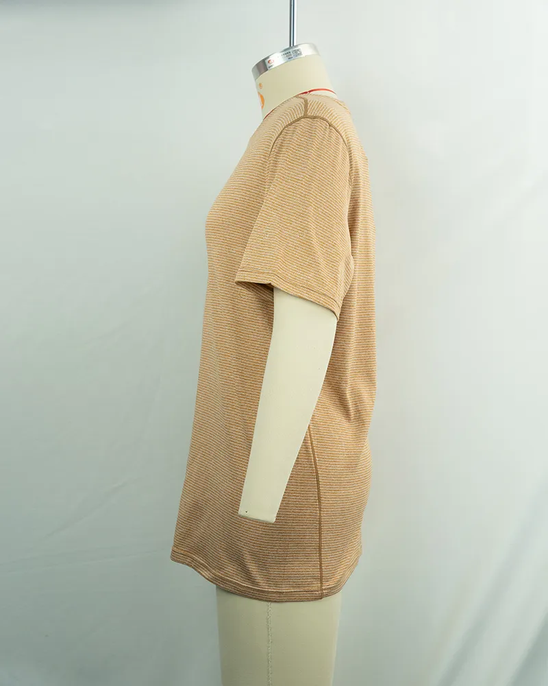 Women’s Beige Short Sleeve Tunic with Striped Detail-3