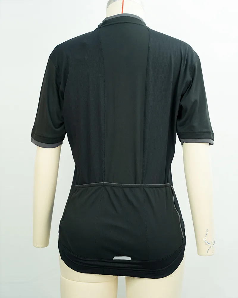 Women’s Black Cycling Jersey with Short Sleeves and Zipper with Pocket-2