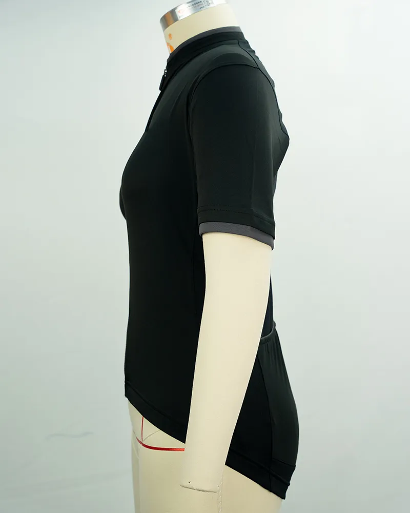 Women’s Black Cycling Jersey with Short Sleeves and Zipper with Pocket-3