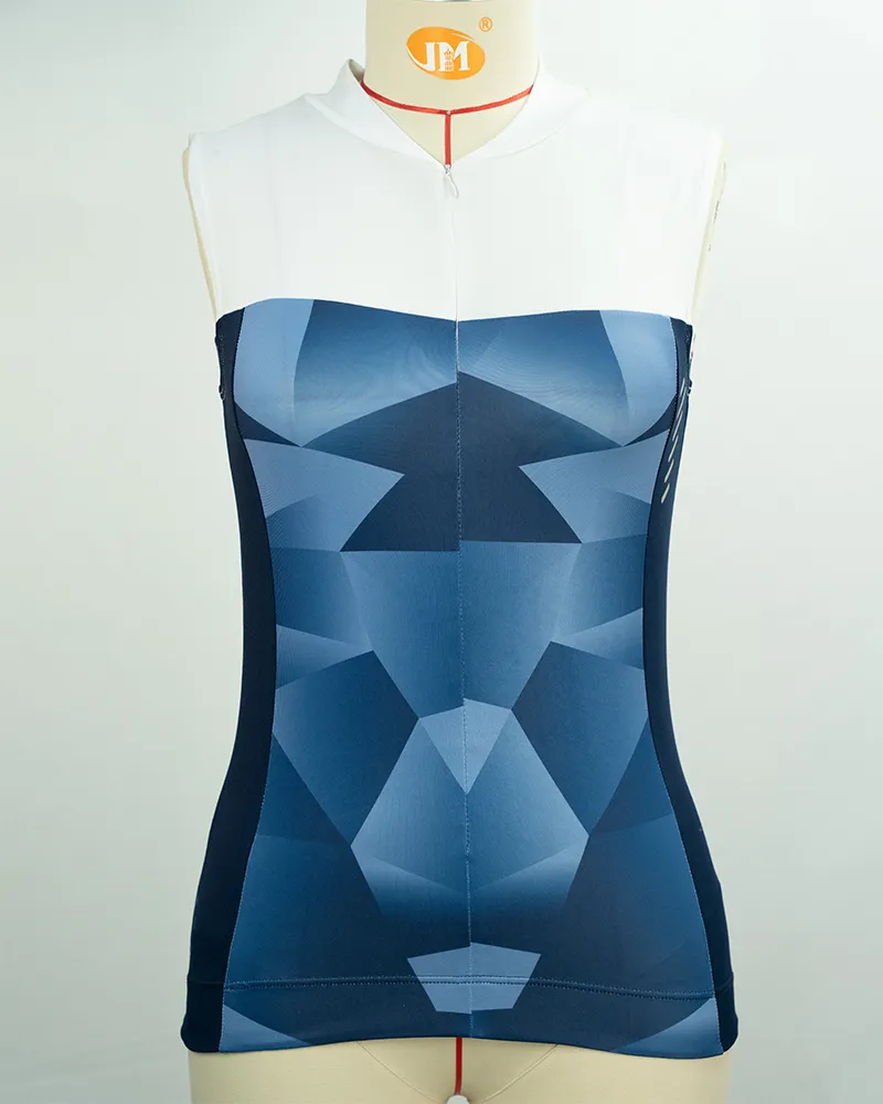 Women’s Blue Geometric Pattern Cycling Vest-1