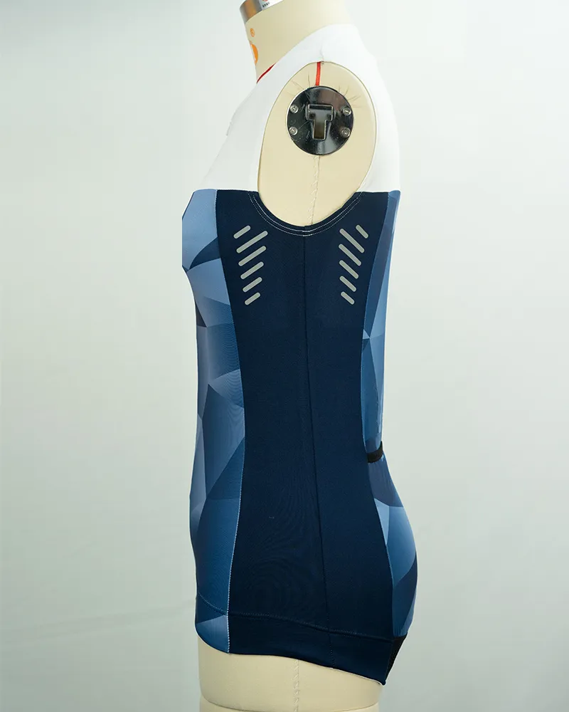 Women’s Blue Geometric Pattern Cycling Vest-3