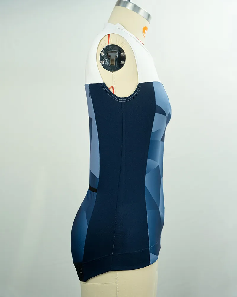 Women’s Blue Geometric Pattern Cycling Vest-4