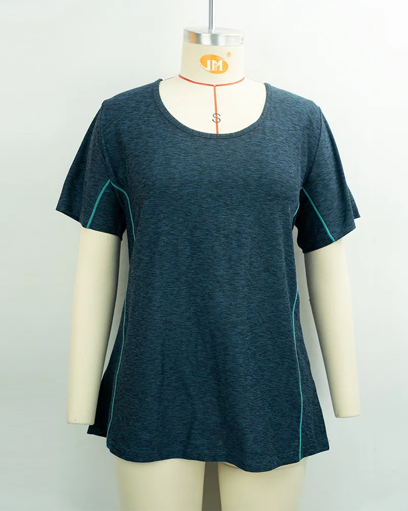 Women’s Dark Teal Performance T-Shirt with Contrast Piping-1