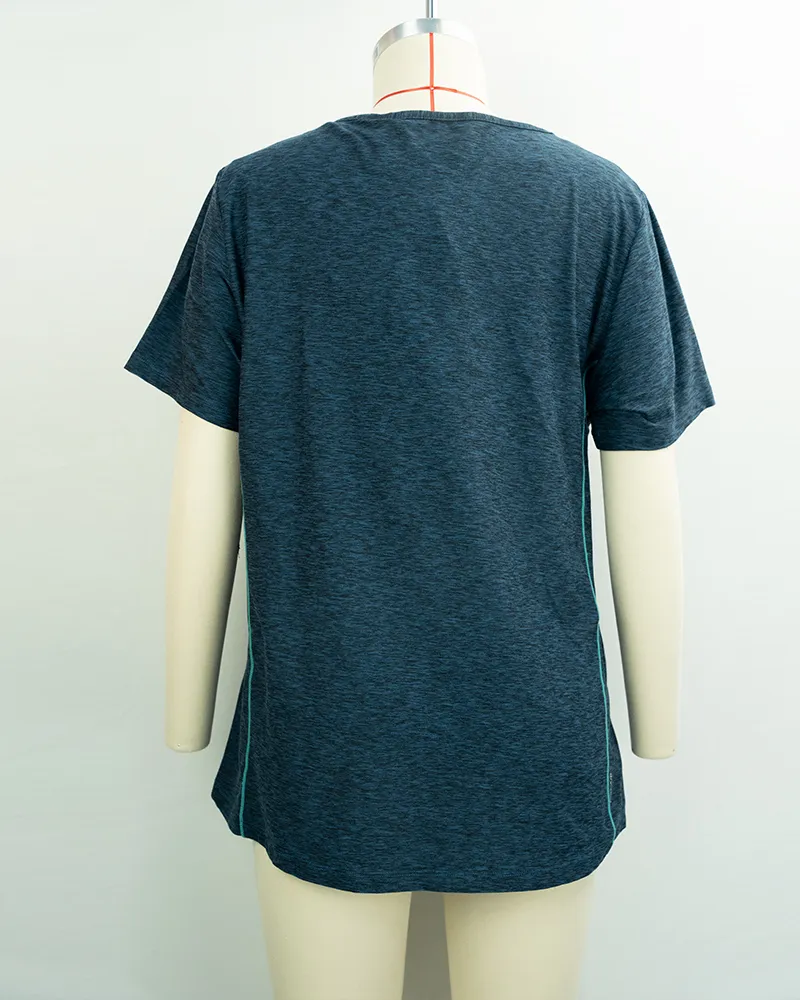 Women’s Dark Teal Performance T-Shirt with Contrast Piping-2