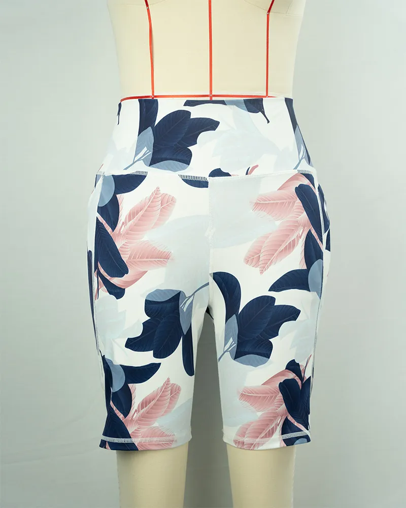 Women’s Floral Print Athletic Shorts-1