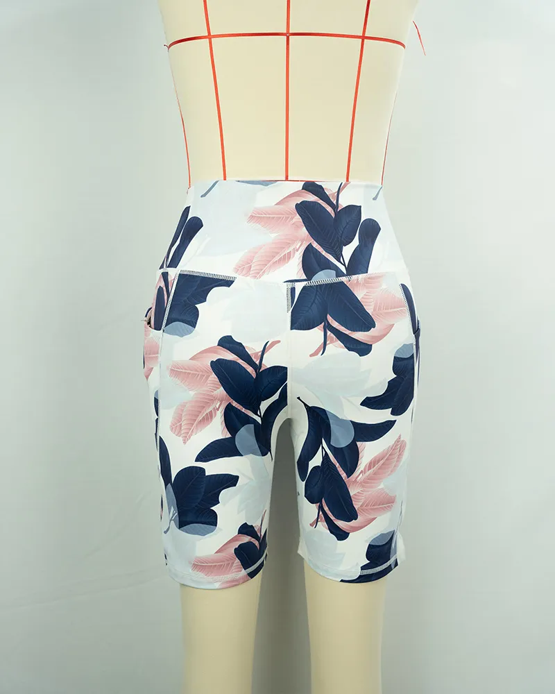 Women’s Floral Print Athletic Shorts-2
