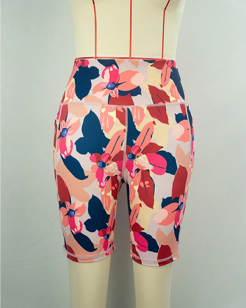 Women’s Floral Print Biker Shorts – Vibrant and Breathable Activewear-1