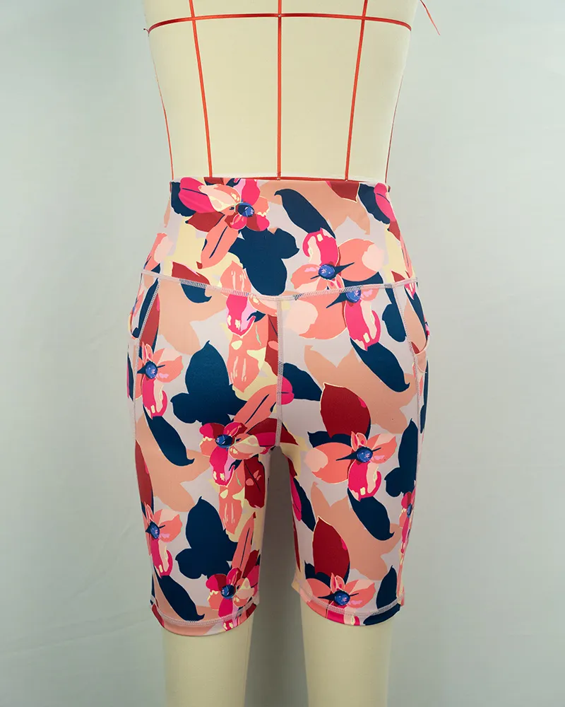 Women’s Floral Print Biker Shorts – Vibrant and Breathable Activewear-2