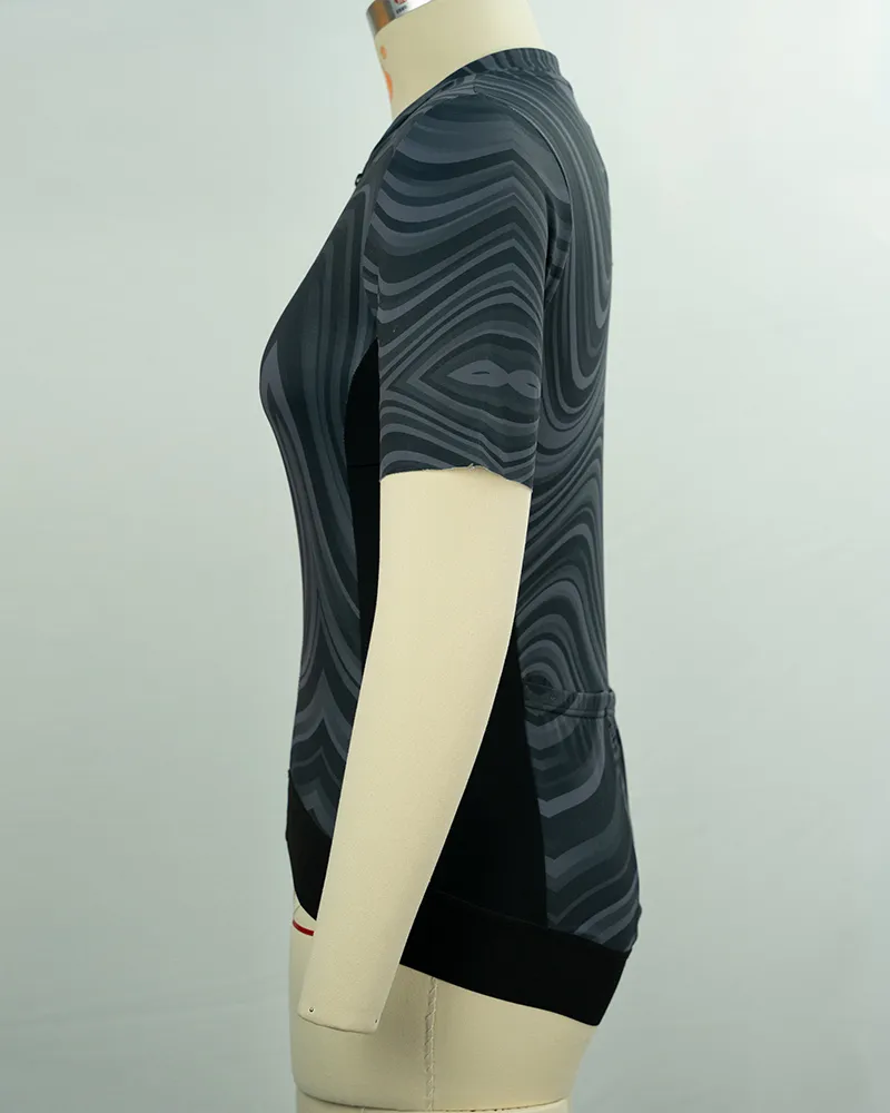 Women’s Gray Swirl Pattern Cycling Jersey -3