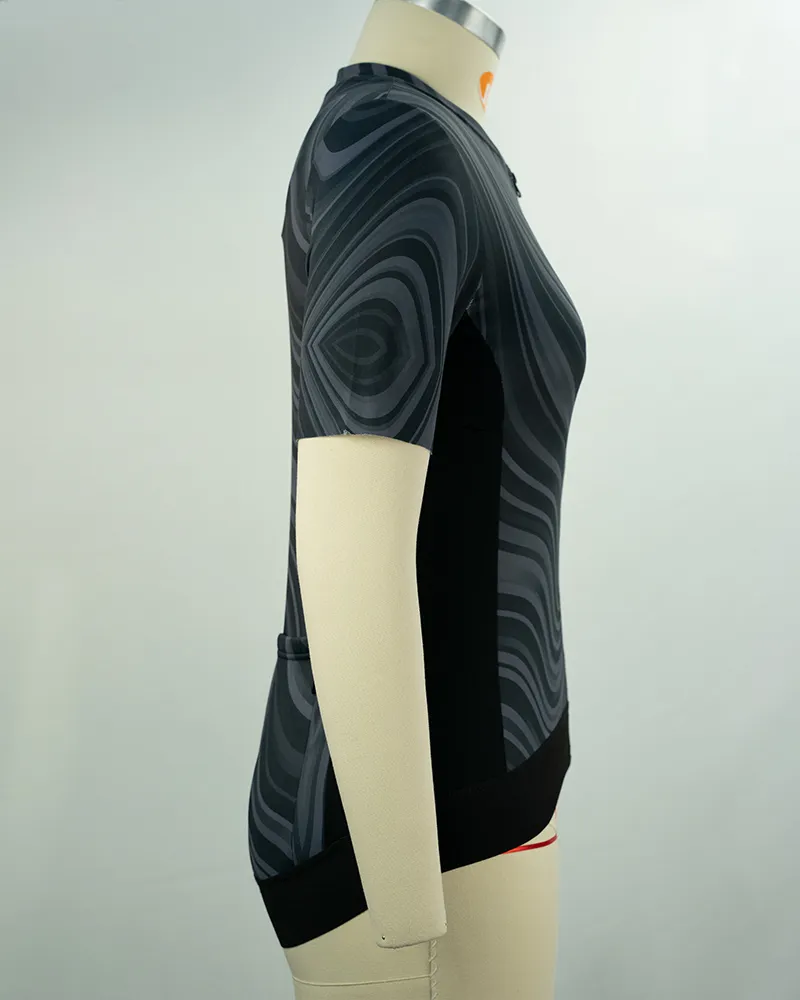 Women’s Gray Swirl Pattern Cycling Jersey -4