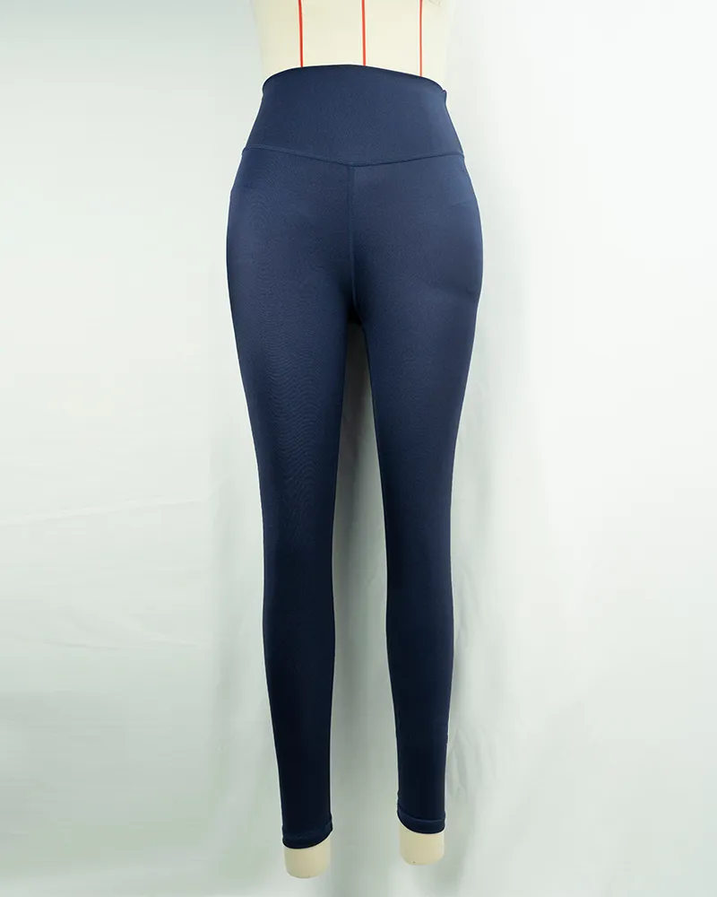 Women`s High Waist Navy Blue Yoga Pants-1