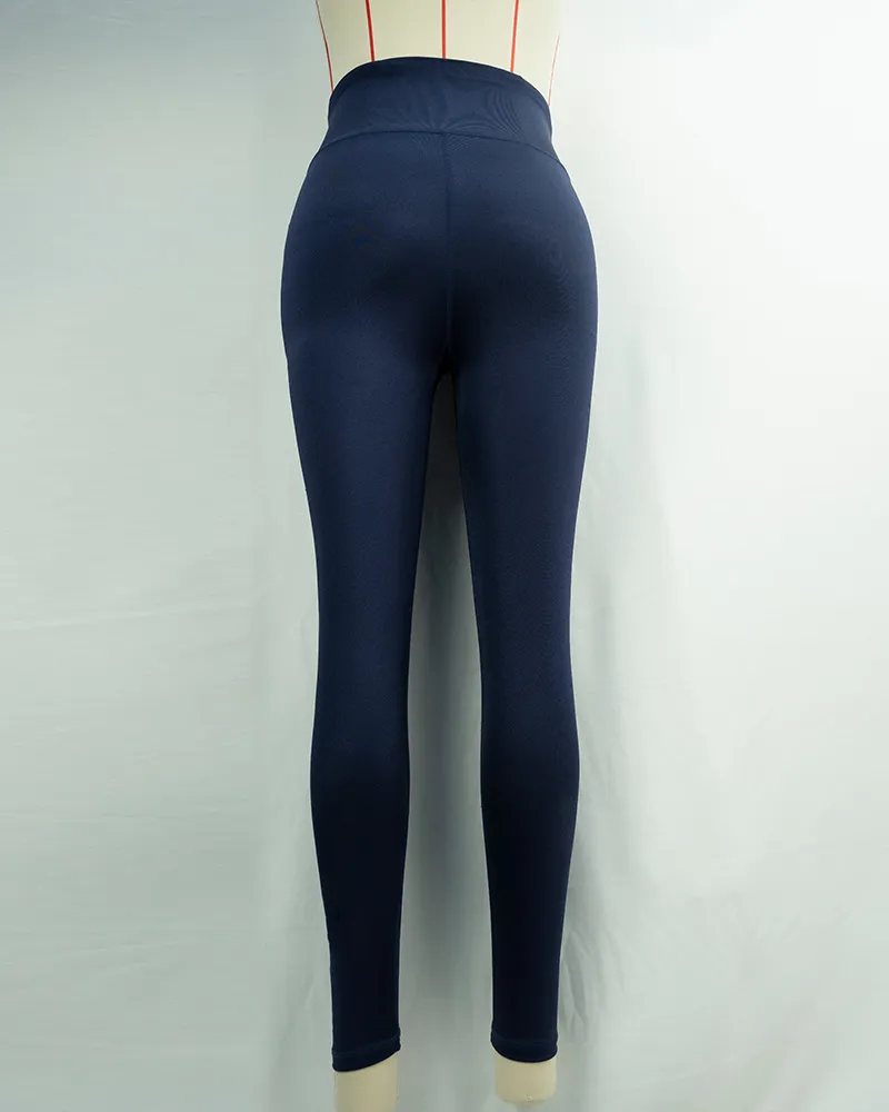 Women`s High Waist Navy Blue Yoga Pants-2