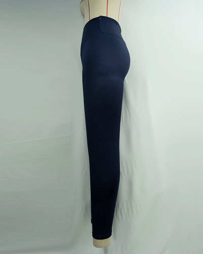 Women`s High Waist Navy Blue Yoga Pants-3