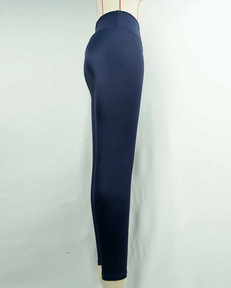 Women`s High Waist Navy Blue Yoga Pants-4
