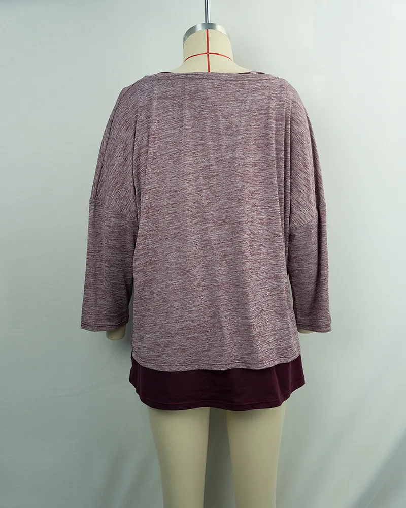 Women’s Mauve Long Sleeve Tunic with Layered Hem-2