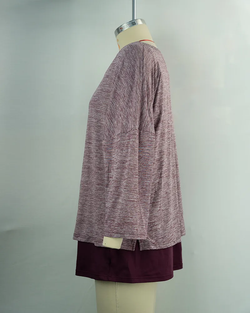Women’s Mauve Long Sleeve Tunic with Layered Hem-3