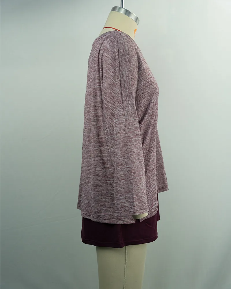 Women’s Mauve Long Sleeve Tunic with Layered Hem-4