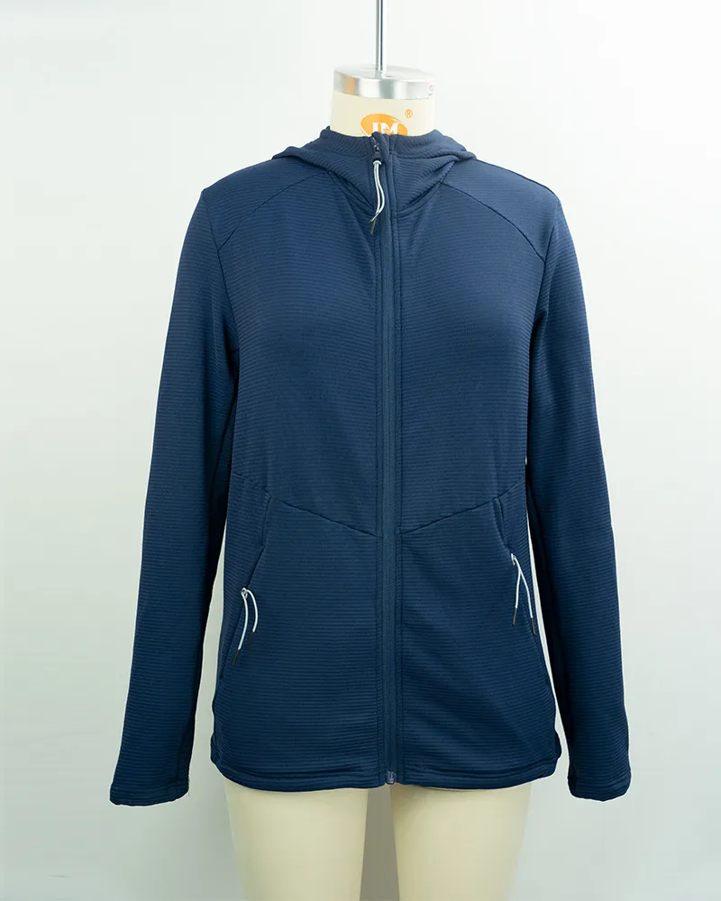 Women’s Navy Blue Hooded Zip Jacket-1