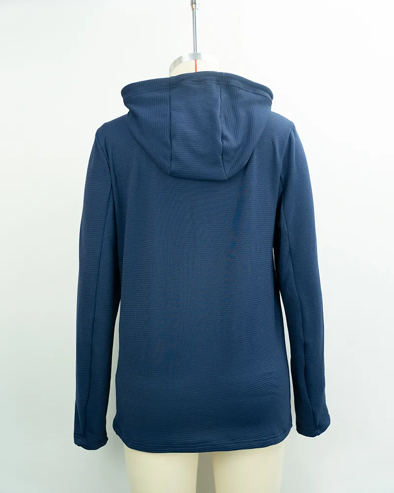 Women’s Navy Blue Hooded Zip Jacket-2
