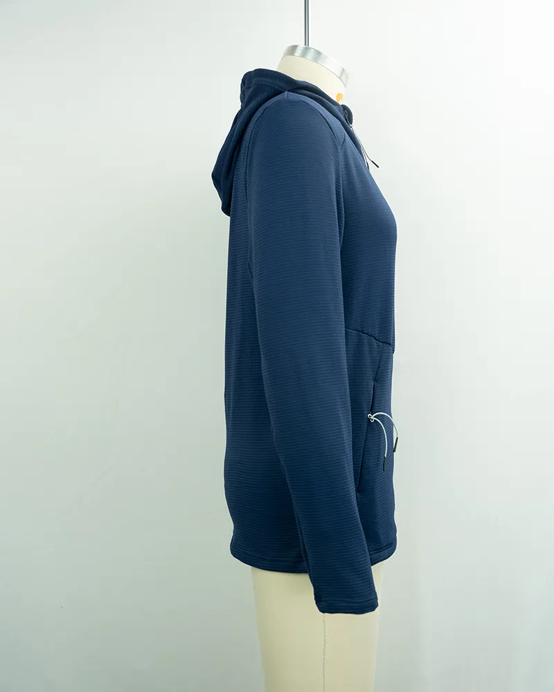 Women’s Navy Blue Hooded Zip Jacket-4