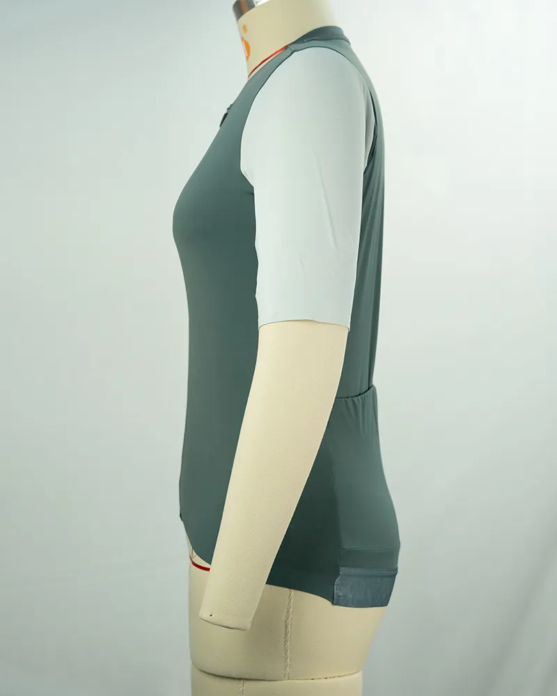 Women’s Sage Green Cycling Jersey with Reflective Strips-3