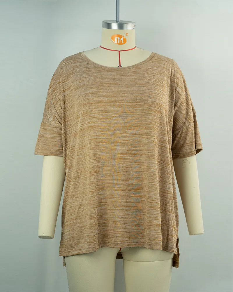 Women’s Short Sleeve Slub Textured T-Shirt-1