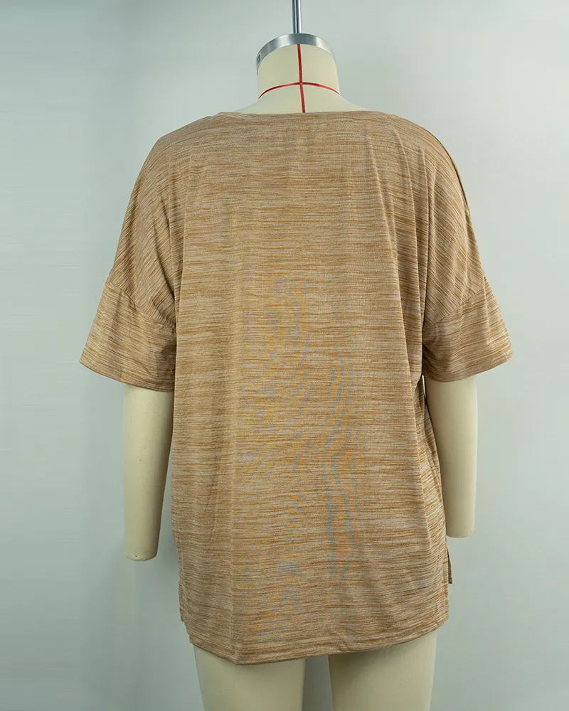 Women’s Short Sleeve Slub Textured T-Shirt-2