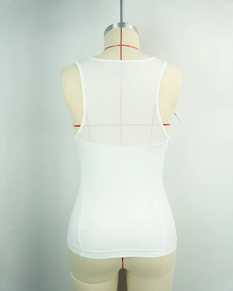 Women’s White Performance Tank Top with Breathable Side Panels-2