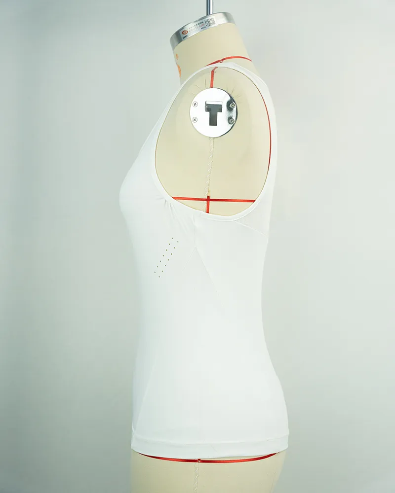 Women’s White Performance Tank Top with Breathable Side Panels-3