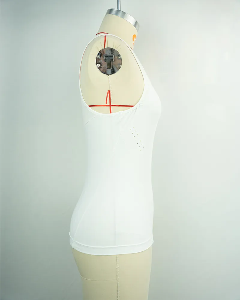 Women’s White Performance Tank Top with Breathable Side Panels-4
