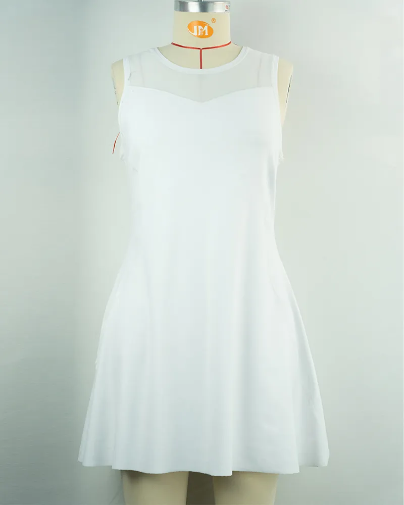 Women’s White Sleeveless Fit and Flare Dress-1