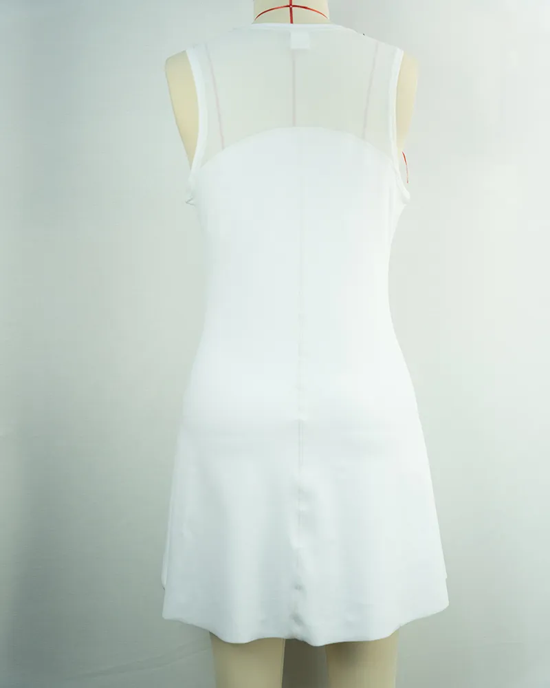 Women’s White Sleeveless Fit and Flare Dress-2
