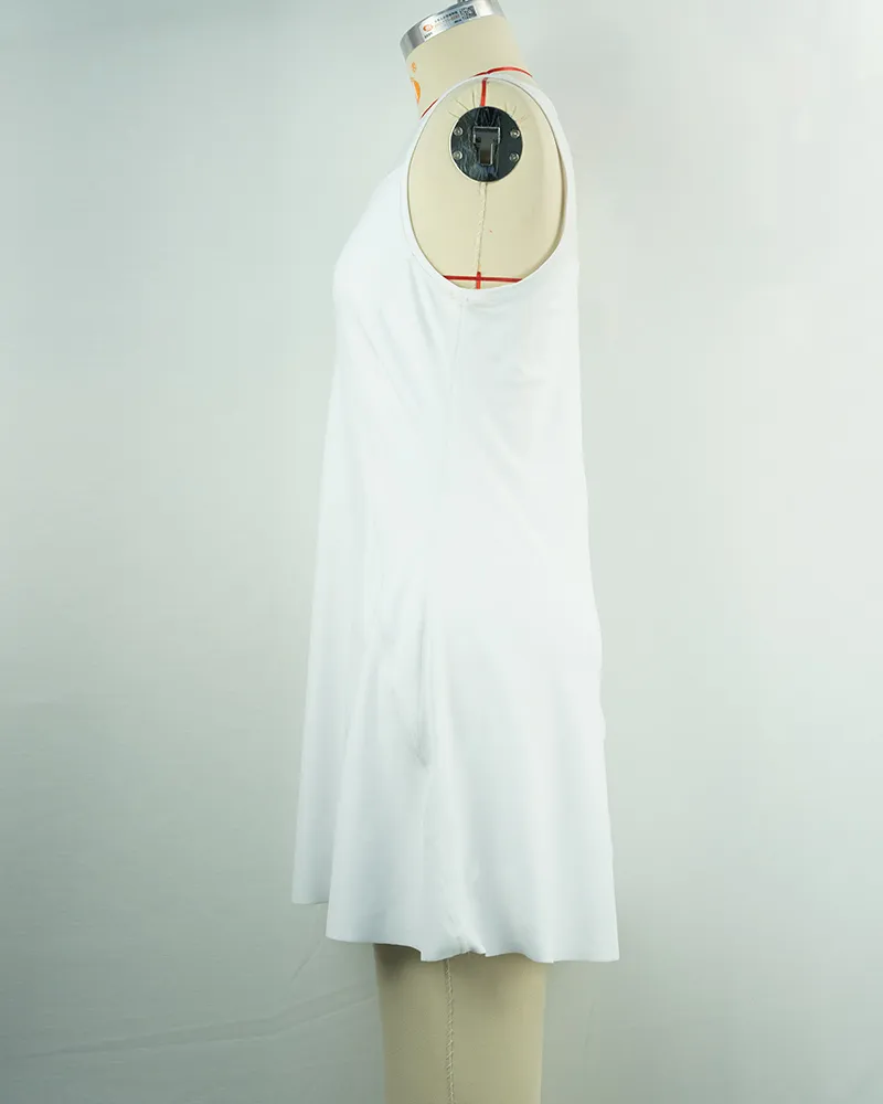 Women’s White Sleeveless Fit and Flare Dress-3