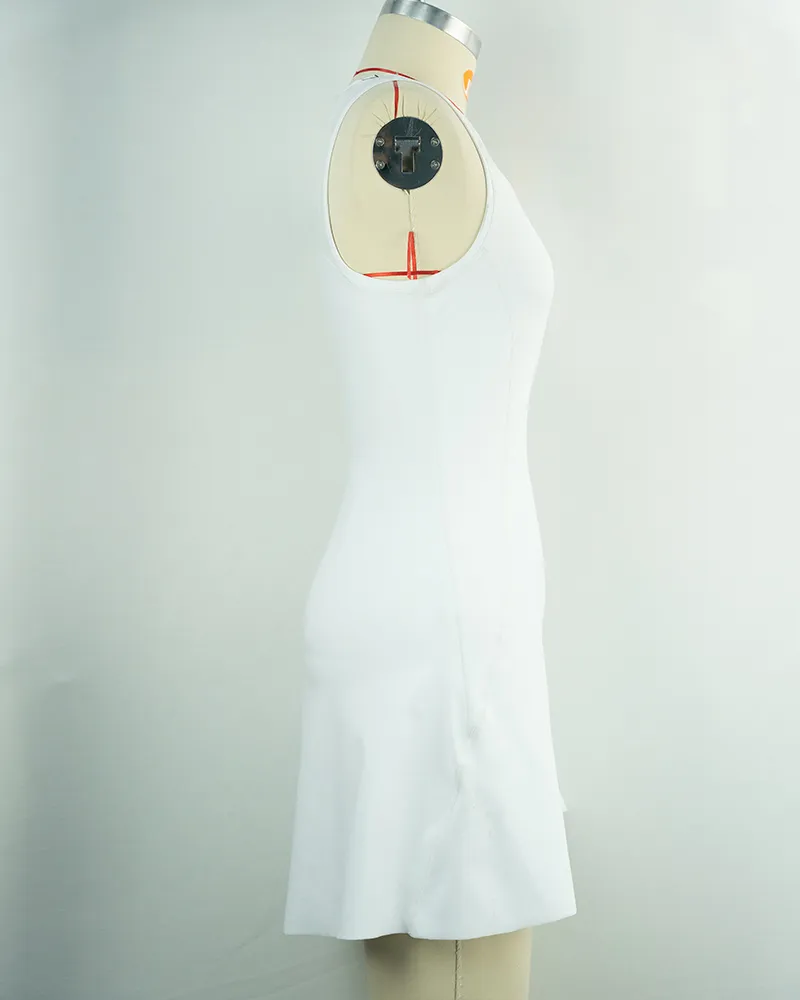Women’s White Sleeveless Fit and Flare Dress-4