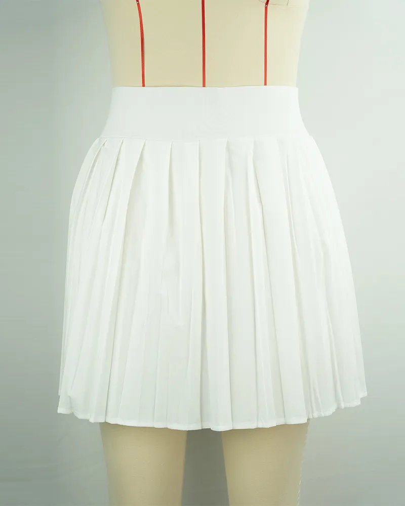 Women’s White Tennis Skirt with Pleats-1