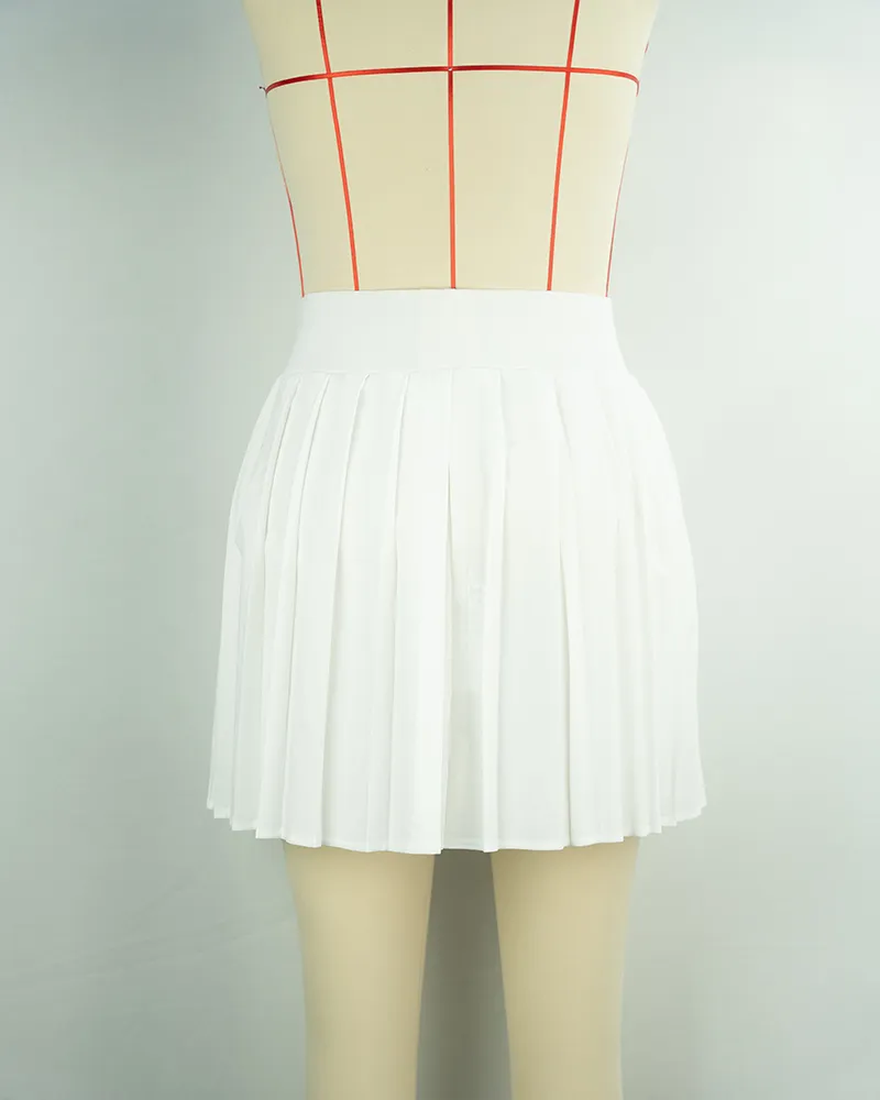 Women’s White Tennis Skirt with Pleats-2