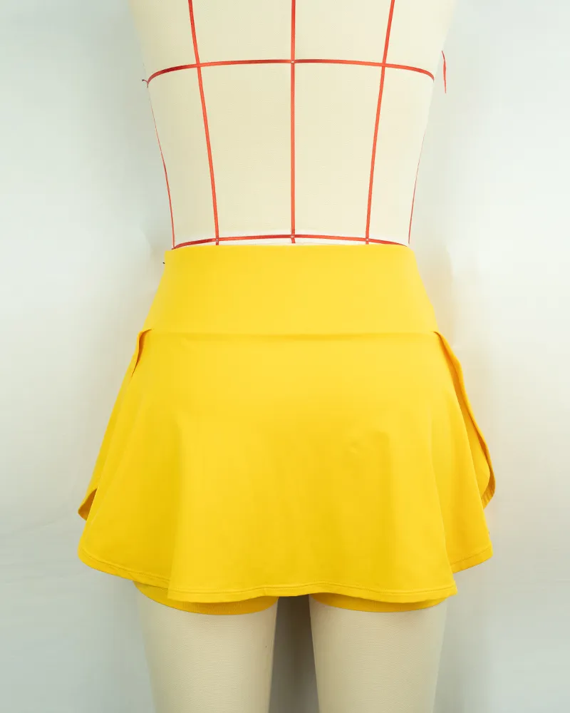 Women’s Yellow Tennis Skirt with Built-in Shorts-2