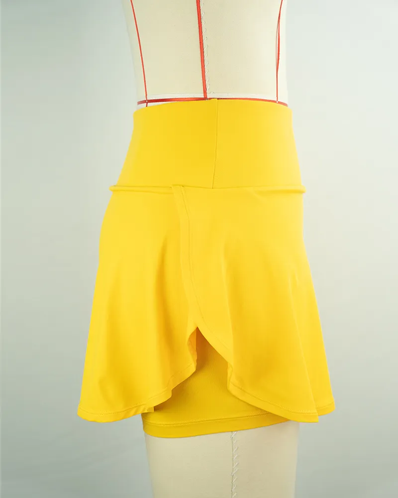 Women’s Yellow Tennis Skirt with Built-in Shorts-3