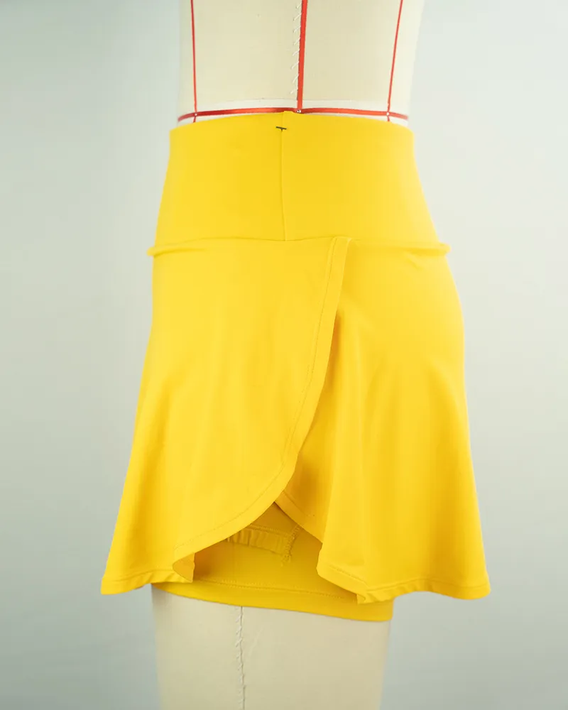 Women’s Yellow Tennis Skirt with Built-in Shorts-4