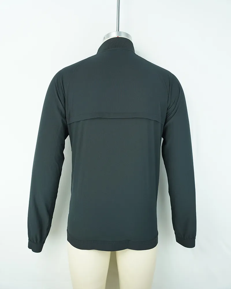 Black Long Sleeve Cycling Jersey Quick Dry Breathable with Full Zip Pocket-2