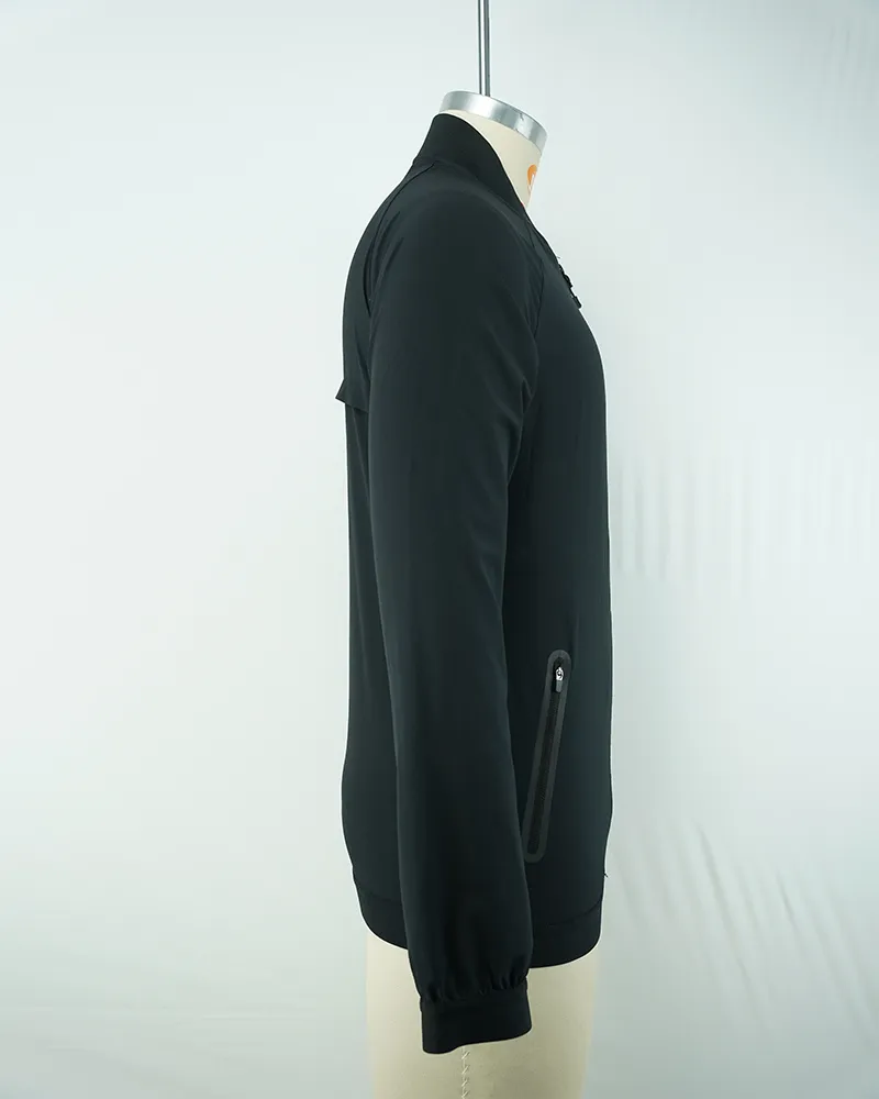 Black Long Sleeve Cycling Jersey Quick Dry Breathable with Full Zip Pocket-4
