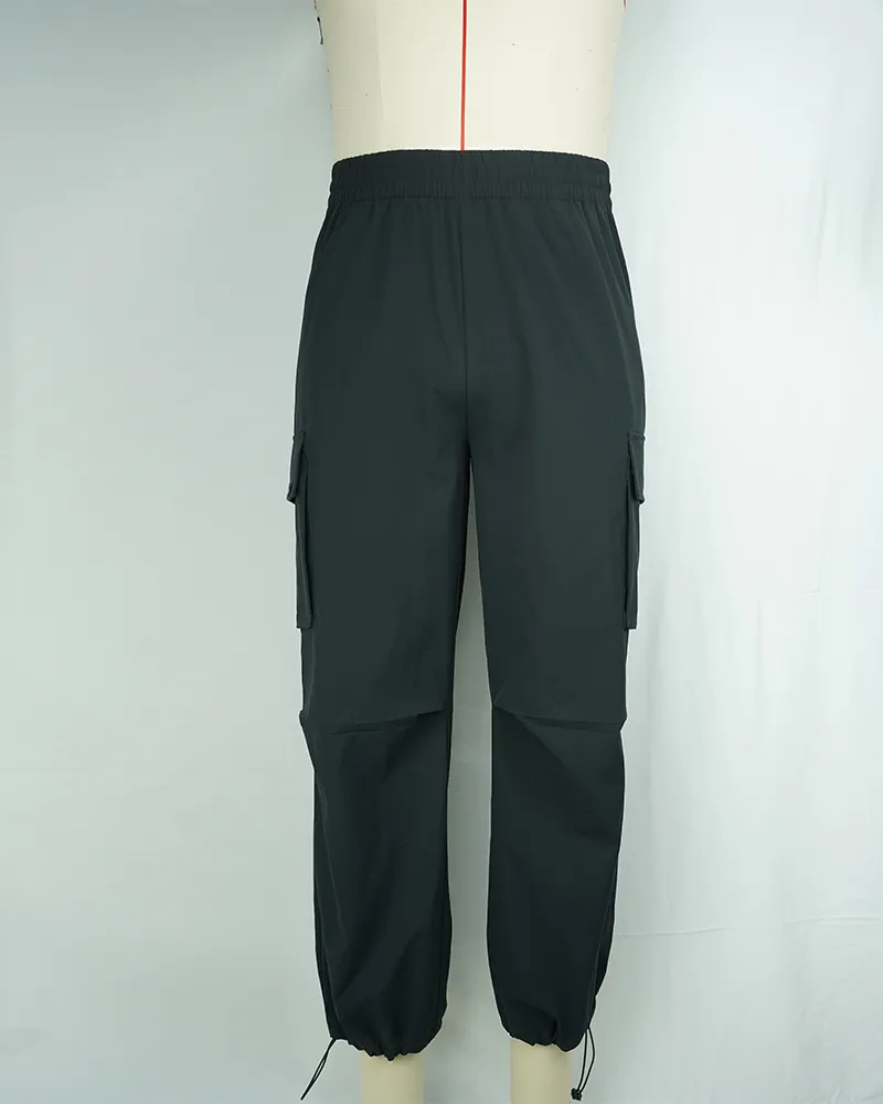 Men Black Lightweight Casual Jogger Pants Loose Fit Quick-Dry-1