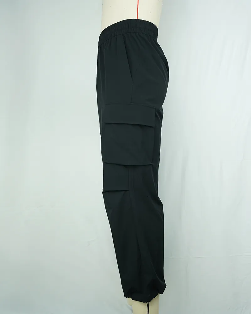 Men Black Lightweight Casual Jogger Pants Loose Fit Quick-Dry-4