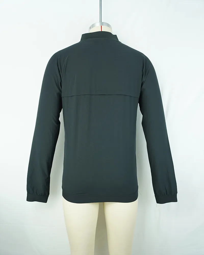 Men’s Black Long Sleeve Cycling Jersey Full Zip Breathable Quick Dry Pocket-2